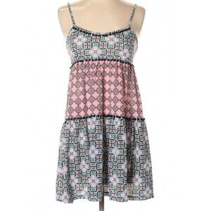TOPSHOP Sleeveless Tiered Print Top Size 4 Tunic Length